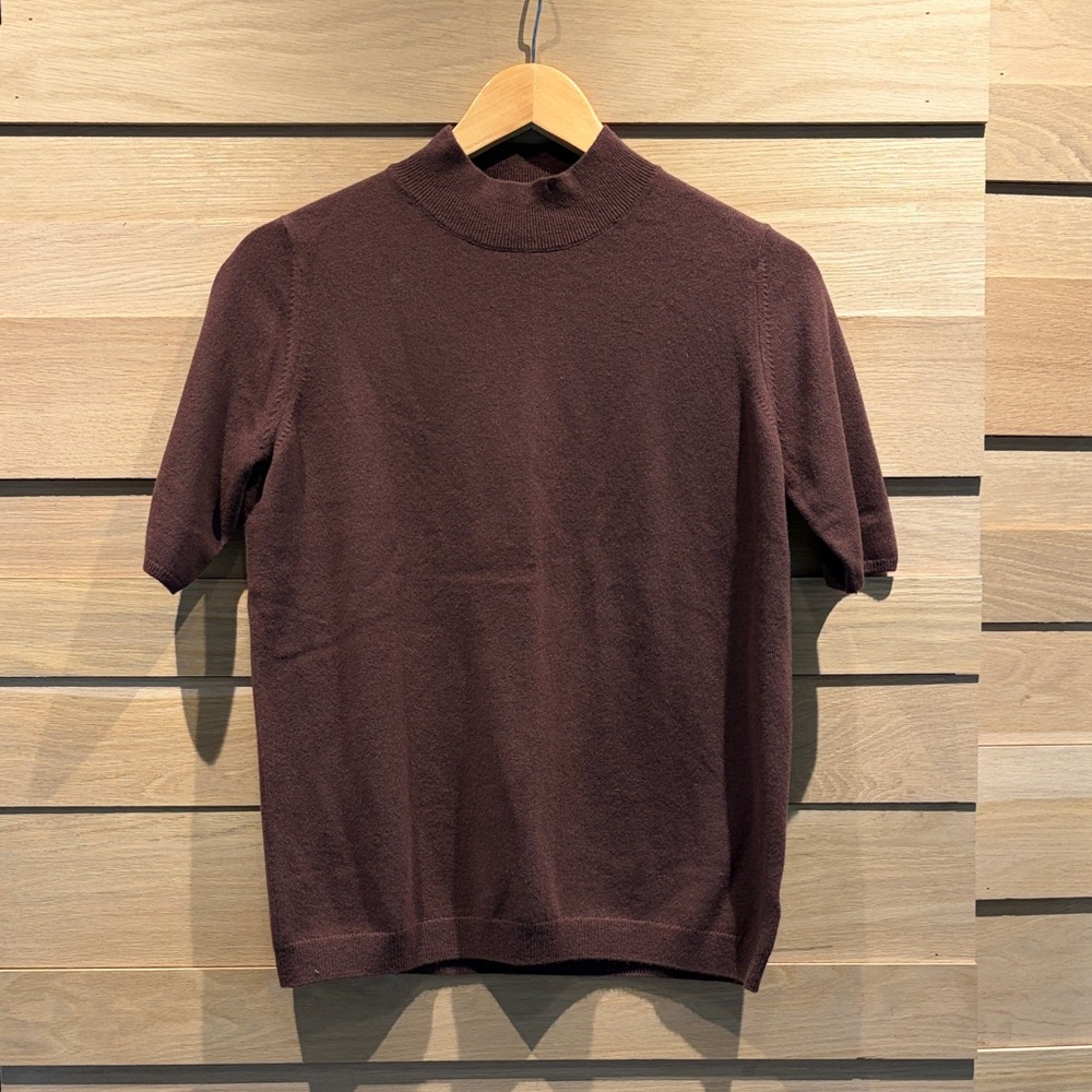 Pure Collection Cashmere Women’s Mock T-neck Sweater in Chocolate Brown